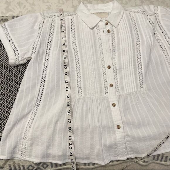 Lucky Brand White Lace Details Buttoned Down Flowy Shirt Sz-XS - Picture 10 of 15